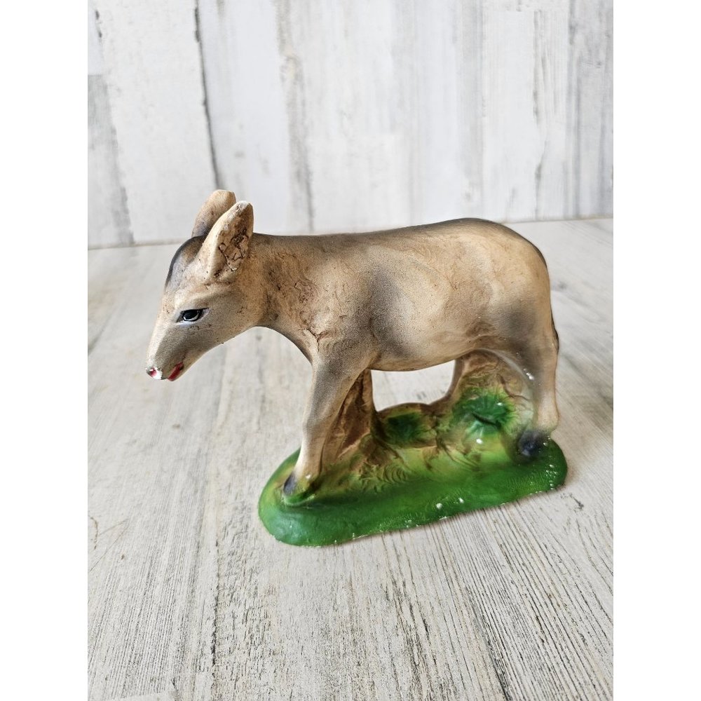 Cs vintage donkey‎ porcelain nativity village Xmas decor